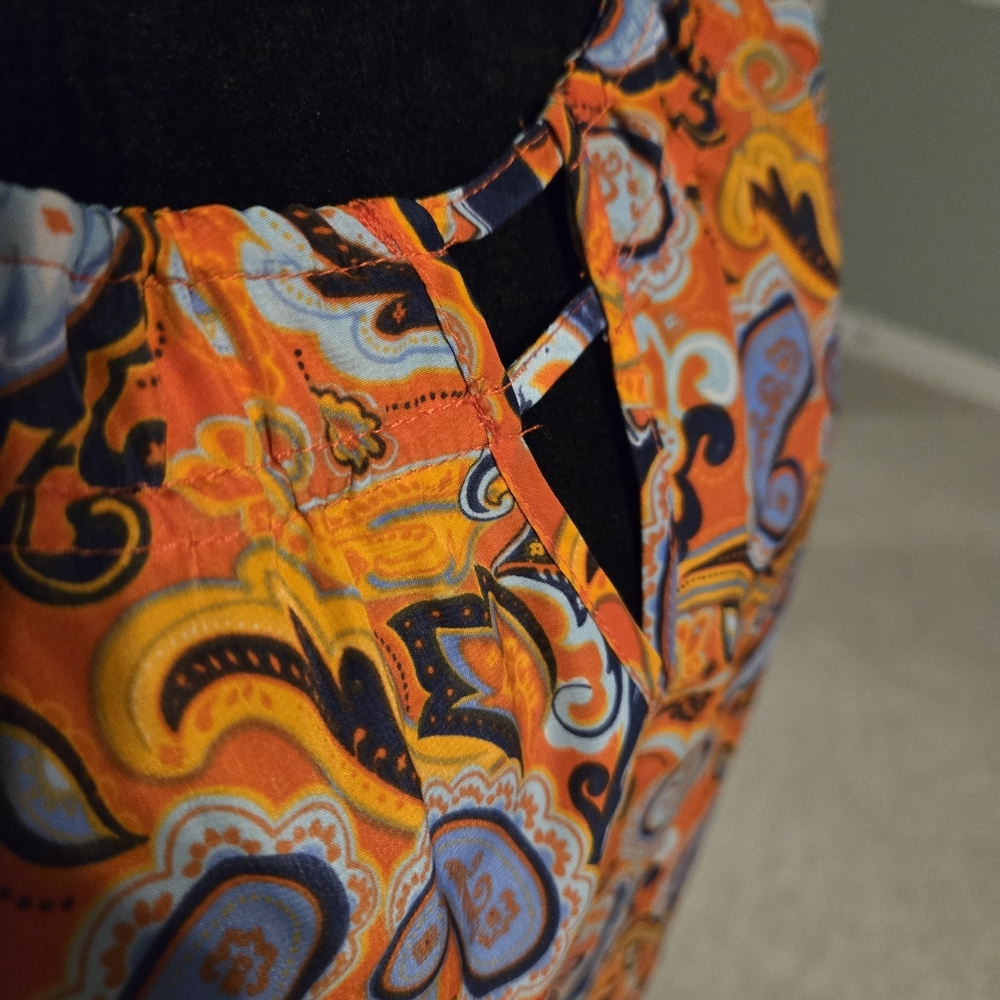 Stitch Fix Market & Spruce XXL orange paisley spaghetti strap tank top blouse - Picture 2 of 7